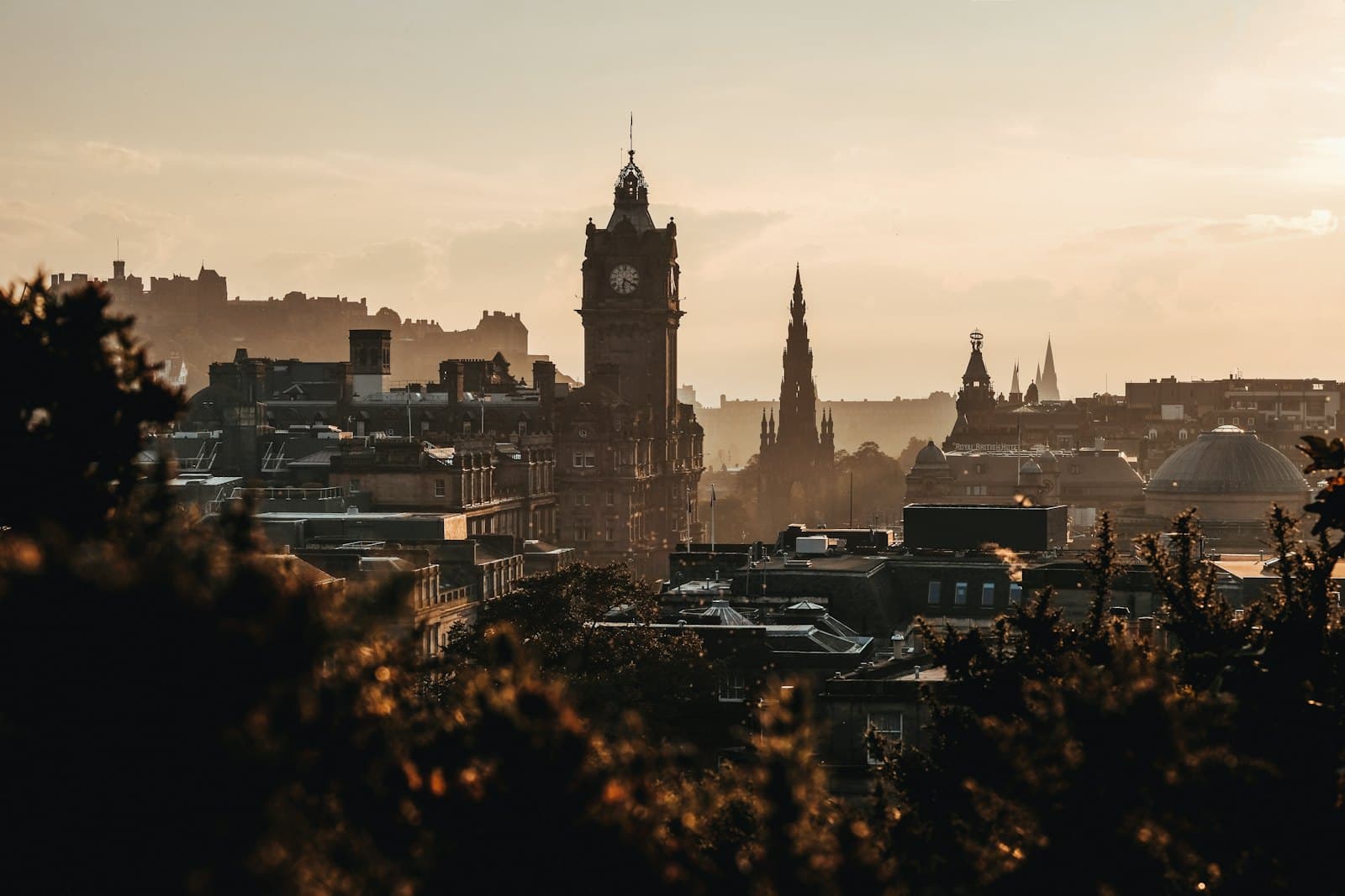 Edinburgh skyline at sunset